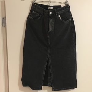 Zara High-Waist Jean Skirt in Black Denim